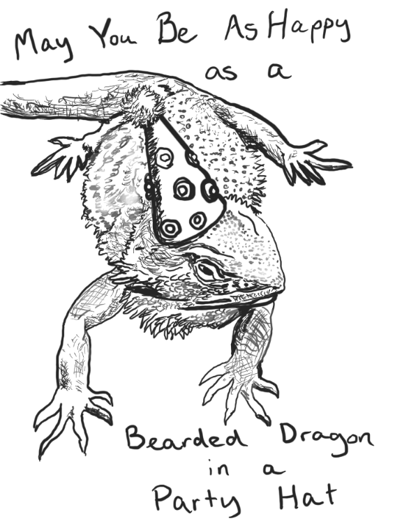 May You Be as Happy as a Bearded Dragon in a Party Hat