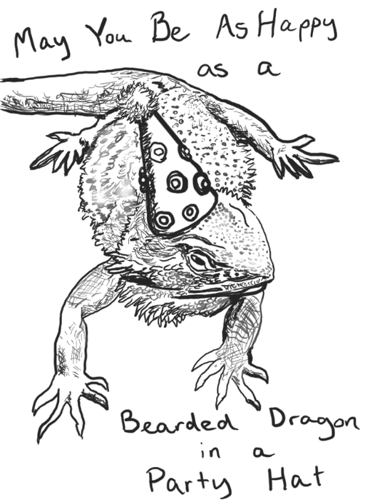 May You Be as Happy as a Bearded Dragon in a Party Hat